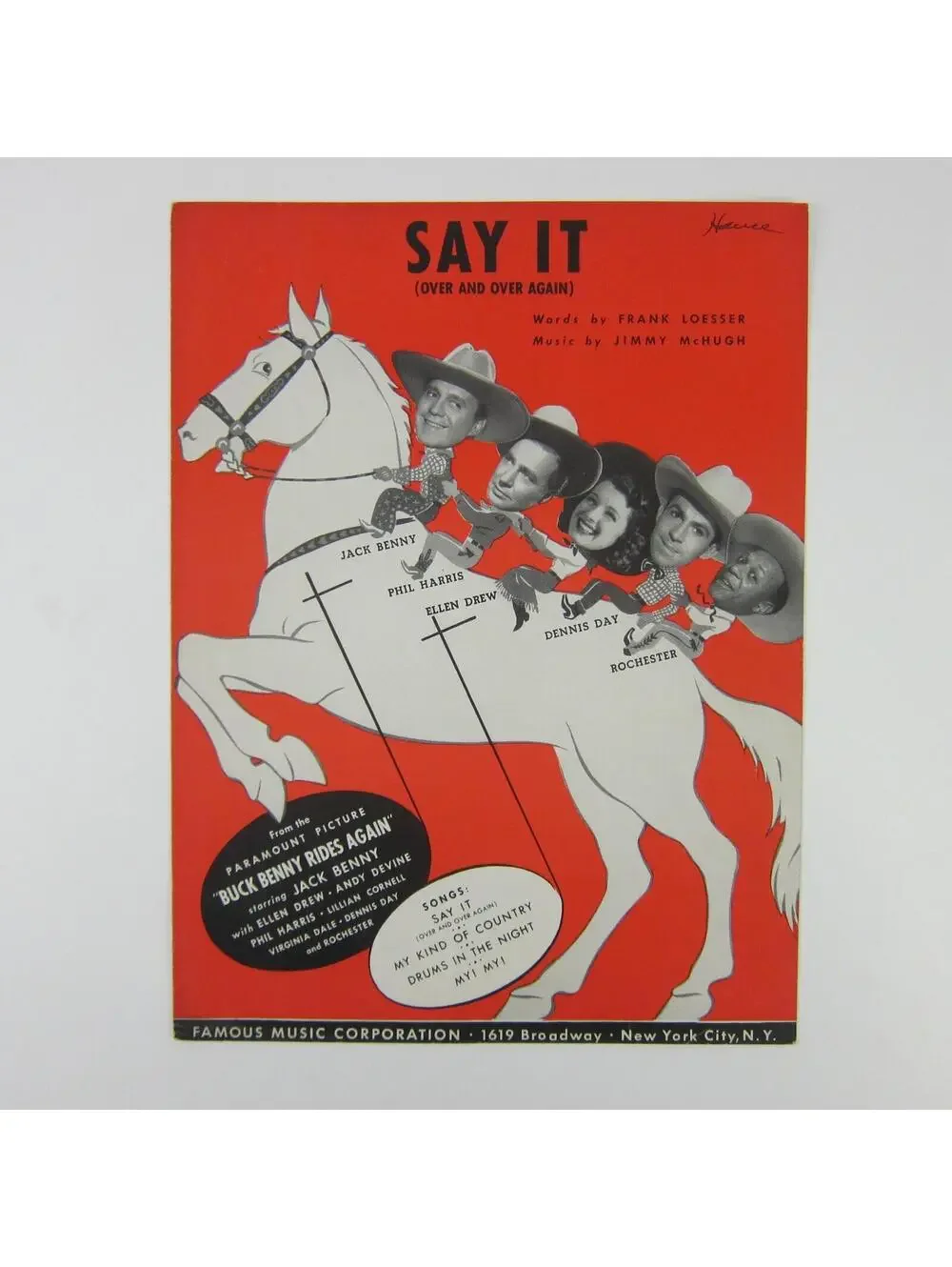 Sheet Music Say It Buck Benny Rides Again Jack Benny Ellen Drew Vintage 1946